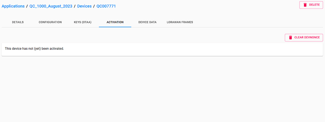 Activation Data Deleted - ChirpStack Application Server - ChirpStack ...