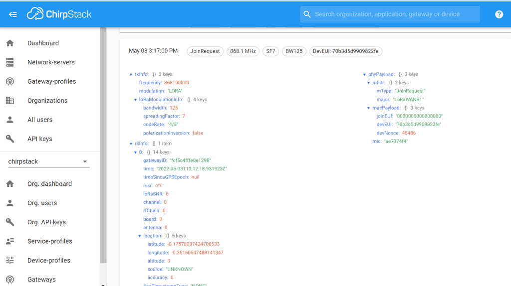 Join request from lopy4 to a chirpstack server - Gateways - ChirpStack ...
