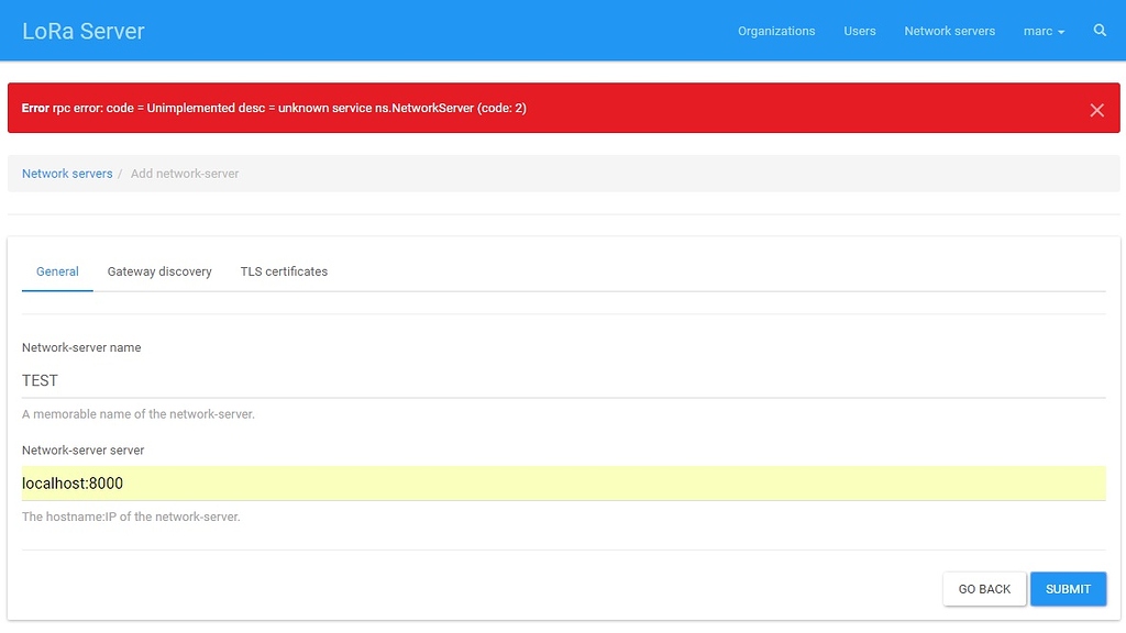 Error Add Network Server - ChirpStack Community Forum