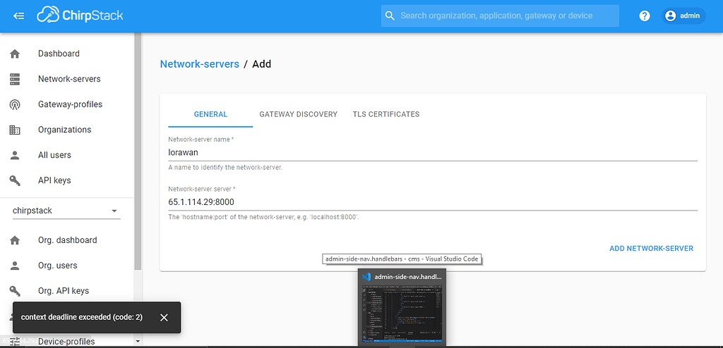 Not able to add Network Server - ChirpStack Community Forum
